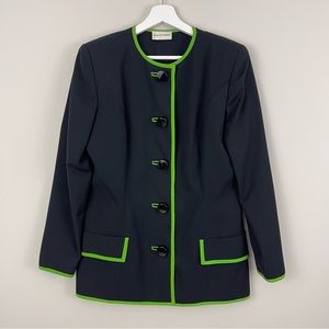 Vintage Designer Fine Feathers Neon Piping 80's Blazer